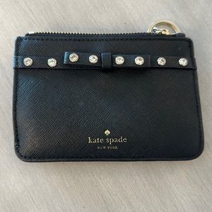 Kate spade black zippered wallet key and card holder